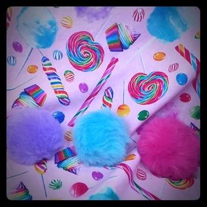 4/$20 Candy Colored Puff Pom Pom Magnets Set 3